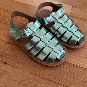 Kids Metallic Green Fisherman Sandals